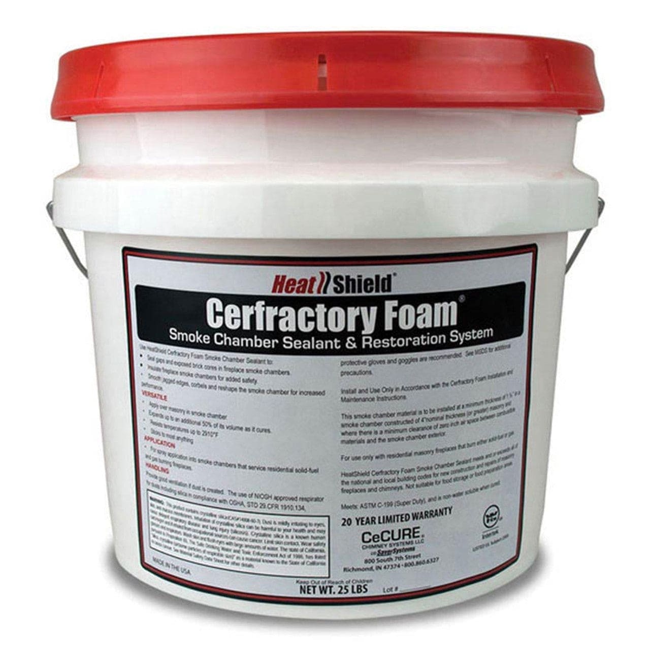 25-lb. Bucket of Heat Shield Cerfractory Foam Smoke Chamber Sealant & Restoration System - 300199 - Chimney Cricket