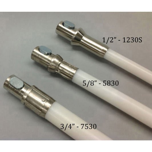5/8" X 3' Solid Nylon Co-Polymer Medium Stiffness Chimney Rod with ButtonLok Rod - 5830 - Chimney Cricket