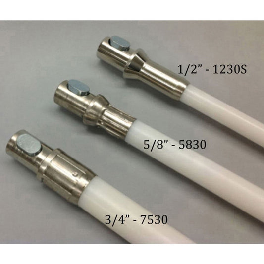 3/4" X 3' Solid Nylon Co-Polymer Medium Stiffness Chimney Rod with ButtonLok Rod - 7530 - Chimney Cricket