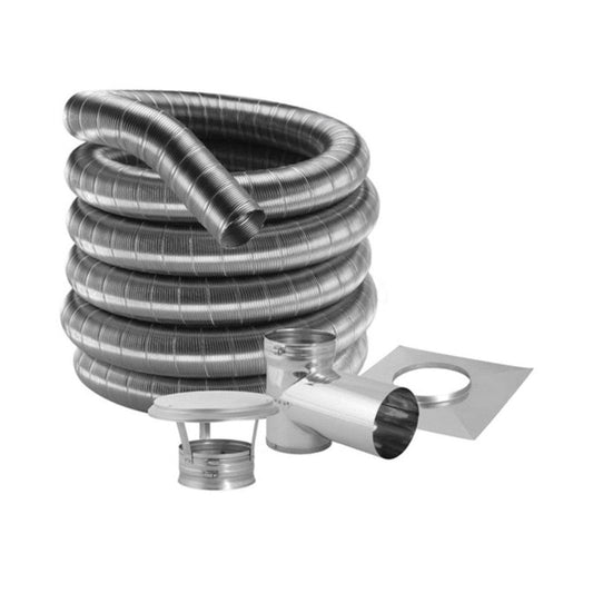 6" X 25' DuraVent DuraFlex 304-Alloy Stainless Steel Liner Tee Kit - 6DF304-25KT - Chimney Cricket