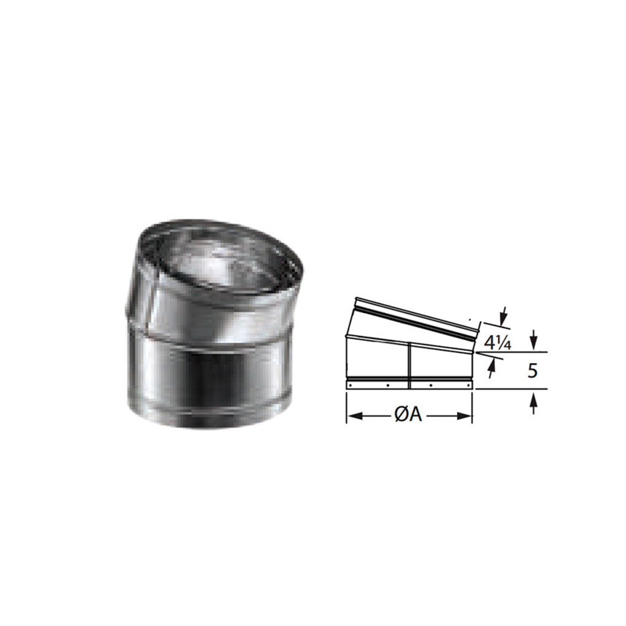 12" DuraVent DuraChimney II 15-Degree Elbow - 12DCA-E15 - Chimney Cricket