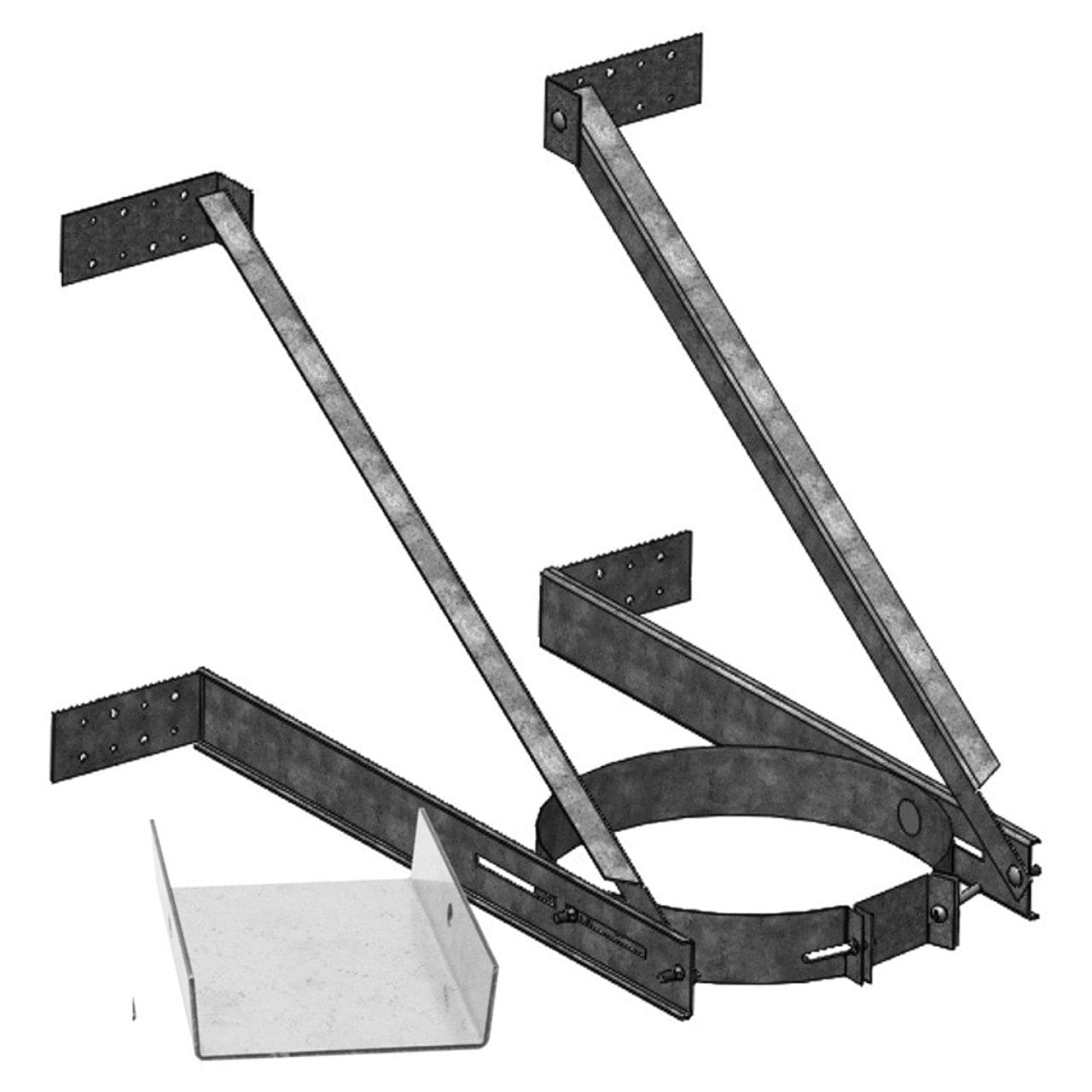 6" & 8" DuraVent DuraTech Galvalume Adjustable Extended Wall Support - 6DT-XWS - Chimney Cricket