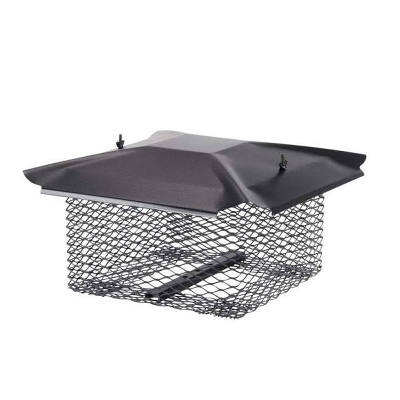 13" X 13" Hy-C Galvanized Black Universal Cap with 5/8" Mesh - U1313B58 - Chimney Cricket