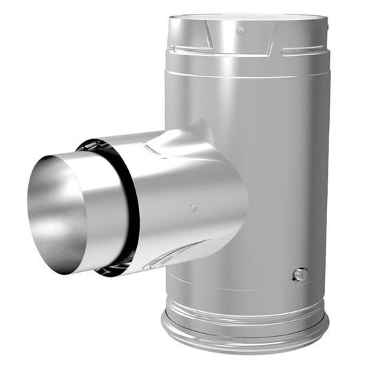 4" PelletVent Pro Galvalume Adaptor Tee with Clean Out Cap - 4PVP-TAD1 - Chimney Cricket