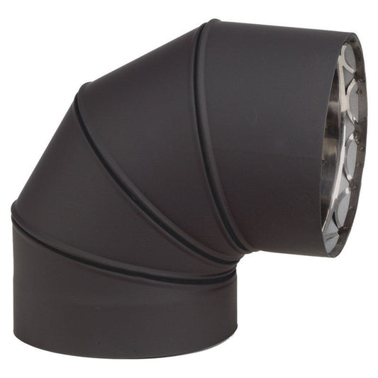 4" Ventis Direct Vent Pipe SS Inner/Galvanneal Outer Painted Blk 90-Degree Elbow - VDVB-EL0490 - Chimney Cricket