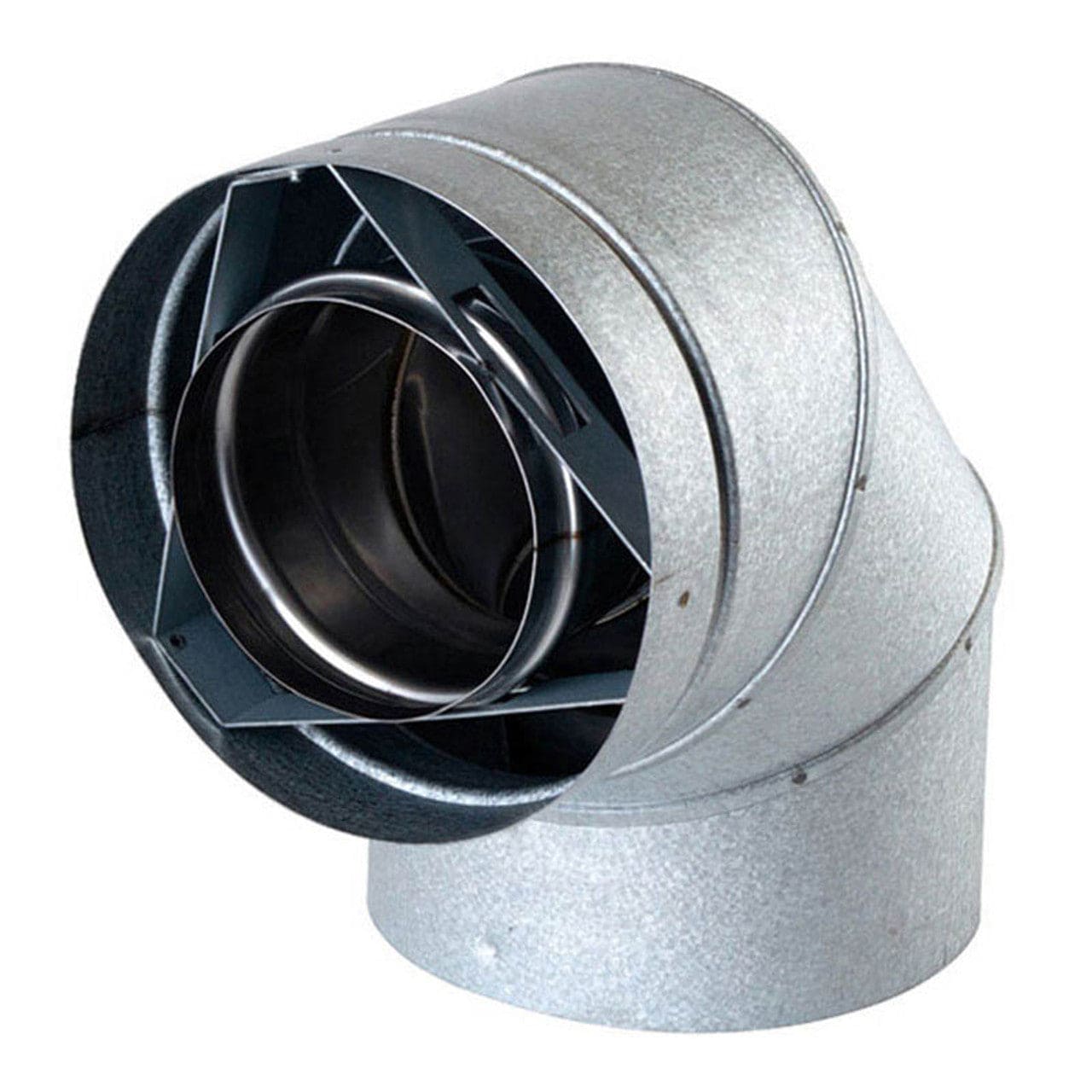 4" Ventis Direct Vent Pipe Stainless Steel Inner/Galvanized Outer 90-Degree Elbow - VDV-EL0490 - Chimney Cricket