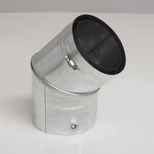 4" Ventis PelletVent 304L Inner/Galvanized Outer 45-Degree Fixed Elbow - VP-EL0445 - Chimney Cricket
