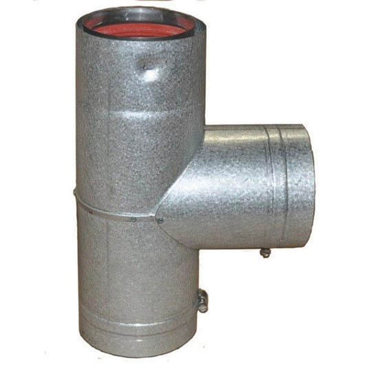 3" Ventis PelletVent Pipe 304L Inner/Galvanized Outer Tee with Cap - VP-T03 - Chimney Cricket