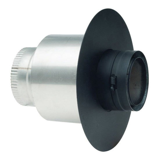 3" x 3" Ventis PelletVent Pipe 304L Galvanized Inner/Black Outer 6" Masonry Adaptor - VP-MA036 - Chimney Cricket