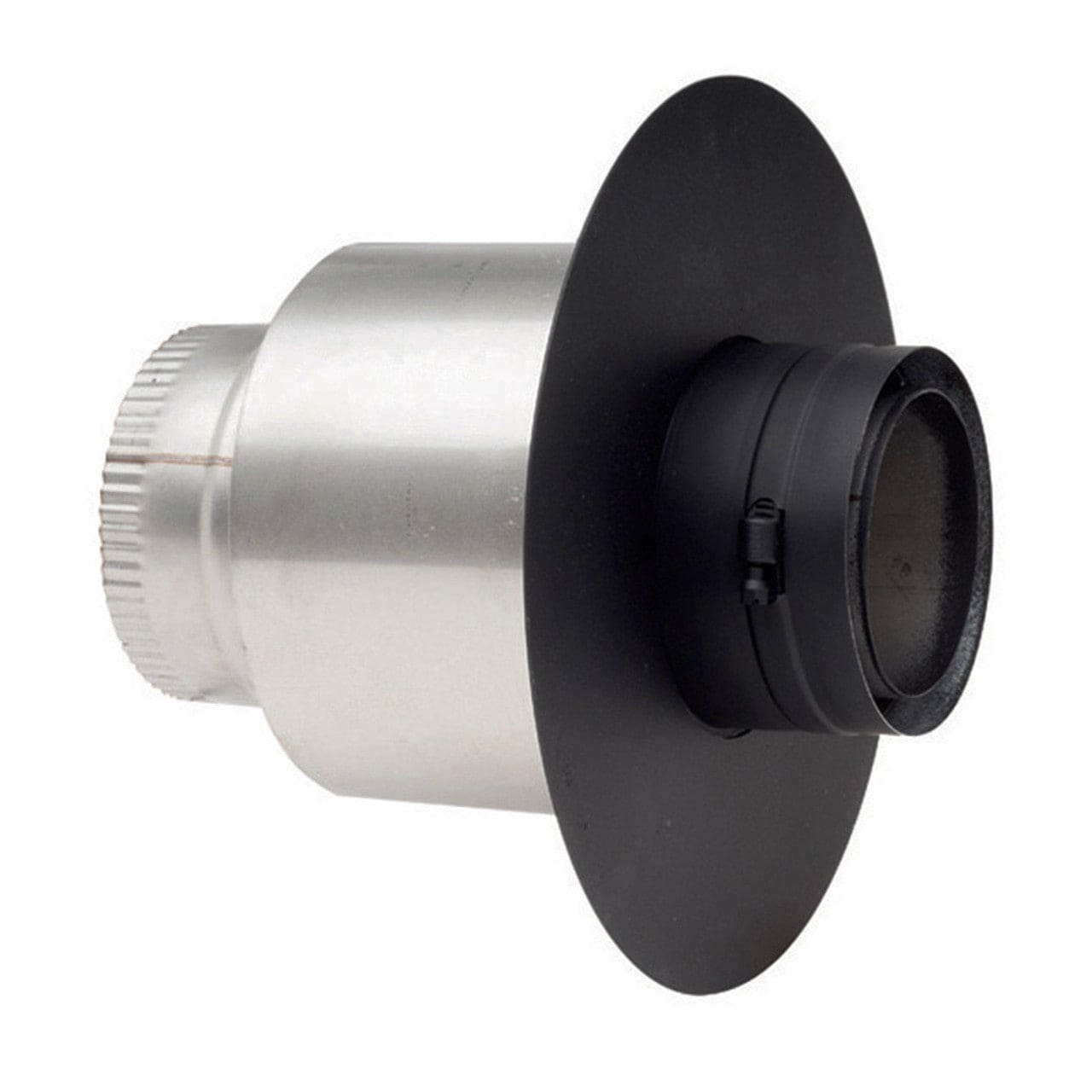 3" x 4" Ventis PelletVent Pipe 304L Galvanized Inner/Black Outer 6" Masonry Adaptor - VP-MA036-4 - Chimney Cricket