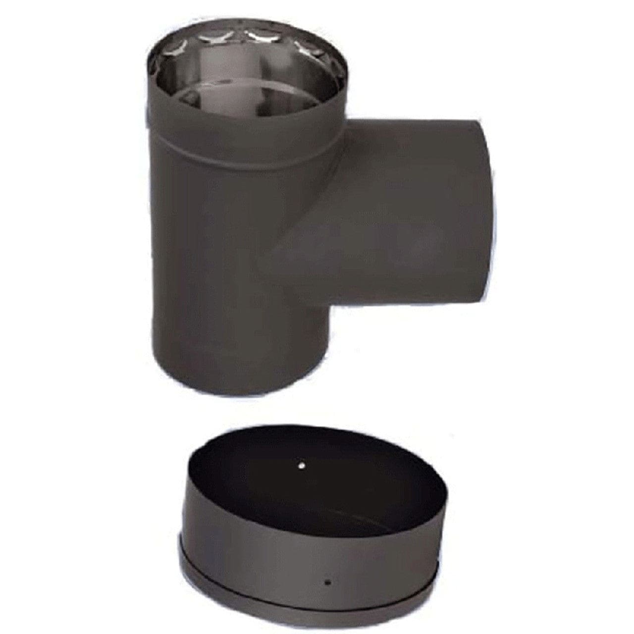 8" Ventis 430 Black Stove Pipe Tee with Cap - VDB08T - Chimney Cricket