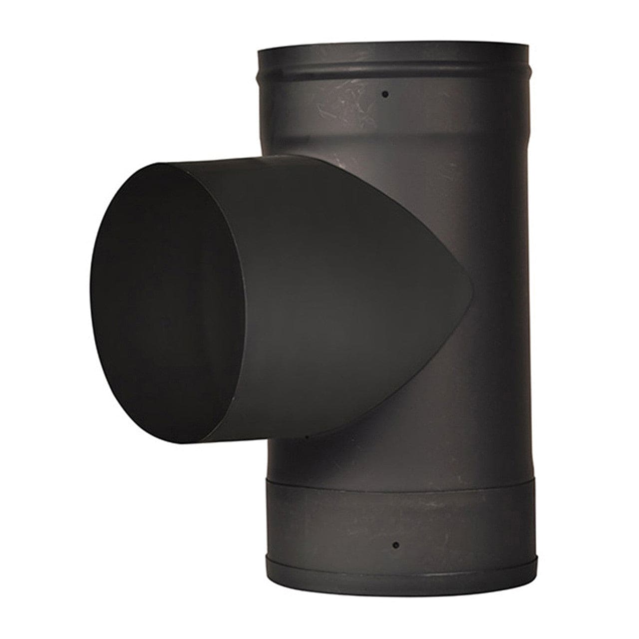 6" Ventis Single-Wall Black Stove Pipe 22-Gauge Cold-Rolled Steel - Tee with Fixed Snout - VSB06T - Chimney Cricket