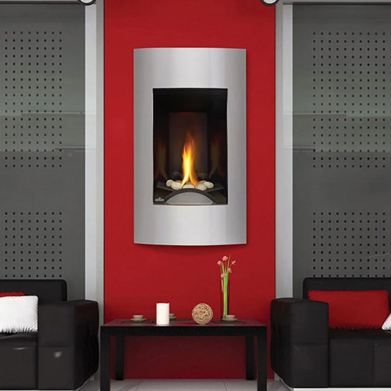 Napoleon VITTORIA Direct Vent Electronic Ignition Small Wall Built-In Natural Gas Fireplace - Chimney Cricket
