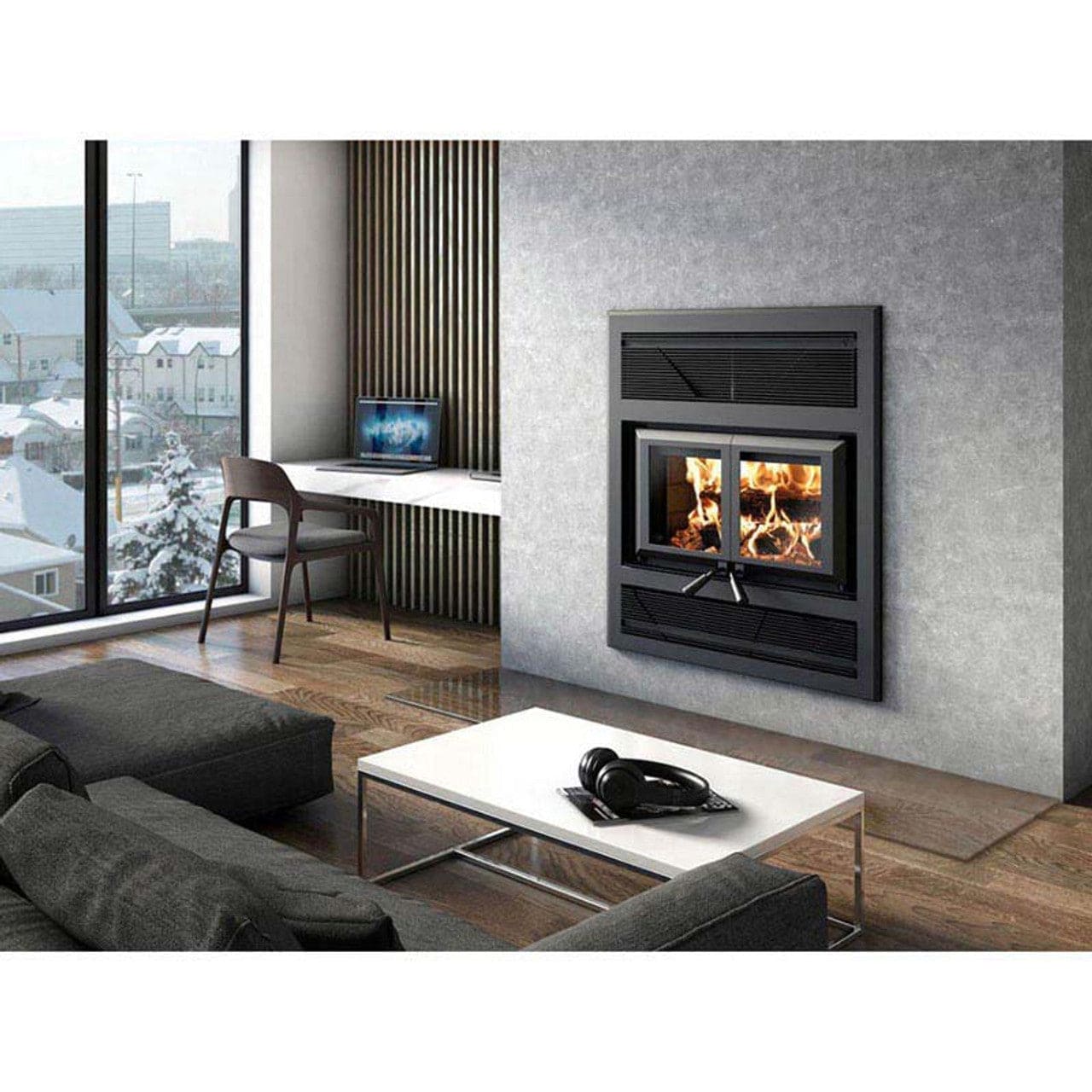 Large Double-Door Wood-Burning Fireplace - HE325 - Chimney Cricket