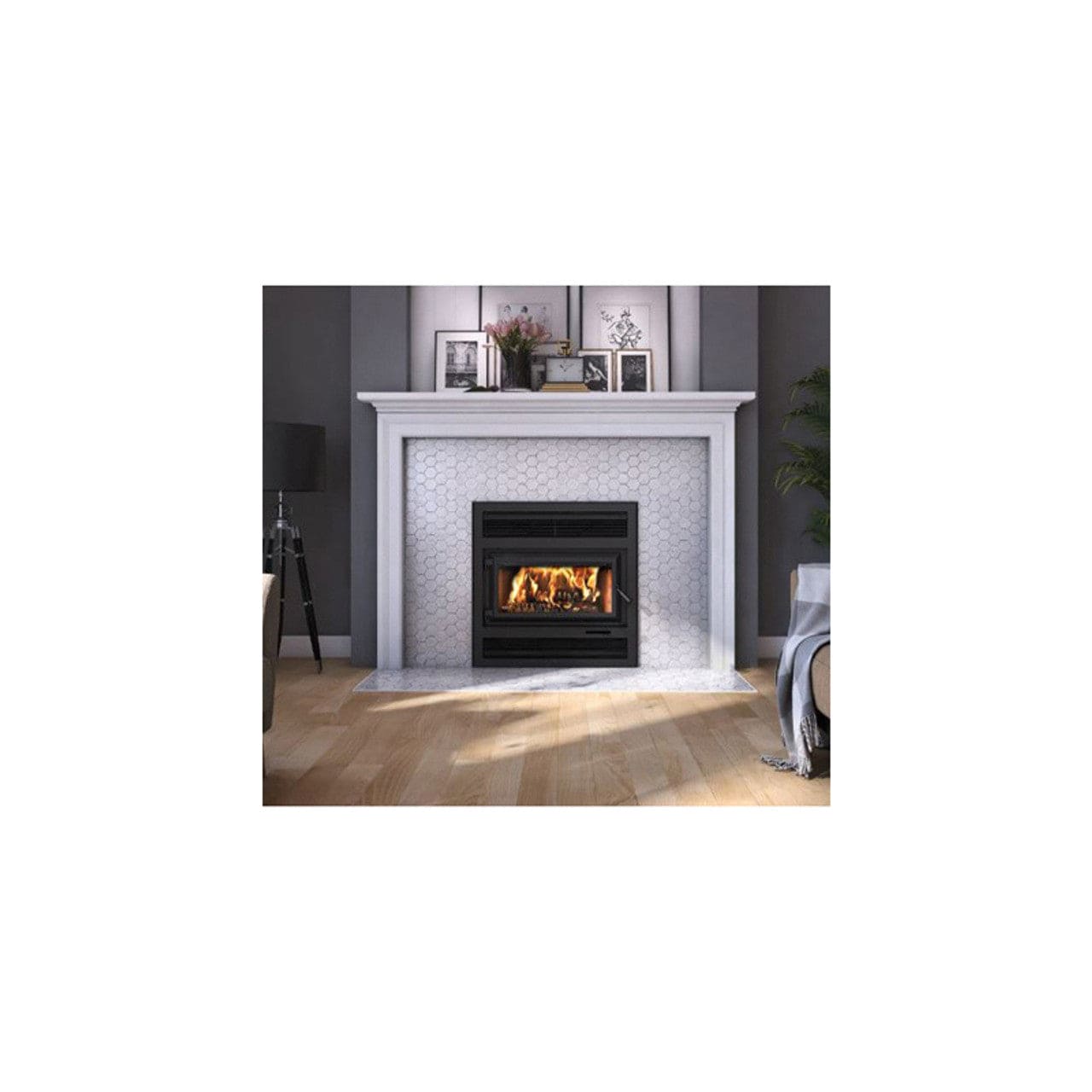 Large Sized Single Door Wood Burning Fireplace with 2200 Sq Ft Max Heating Space - HE250R - Chimney Cricket