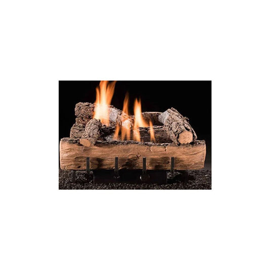 Hargrove 24'' Natural Gas Vent-Free Weathered Oak Log Set with Manual Burner - VFWR24N1G - Chimney Cricket