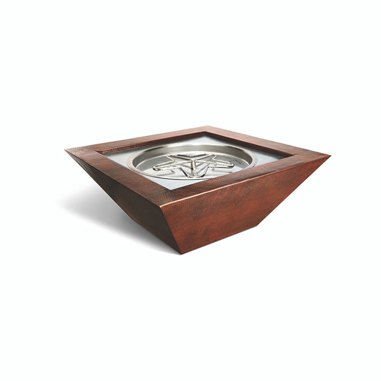 40" Sedona Hammered Square Natural Gas Copper Fire Bowl - SEDO40-MLFPK-NG - Chimney Cricket