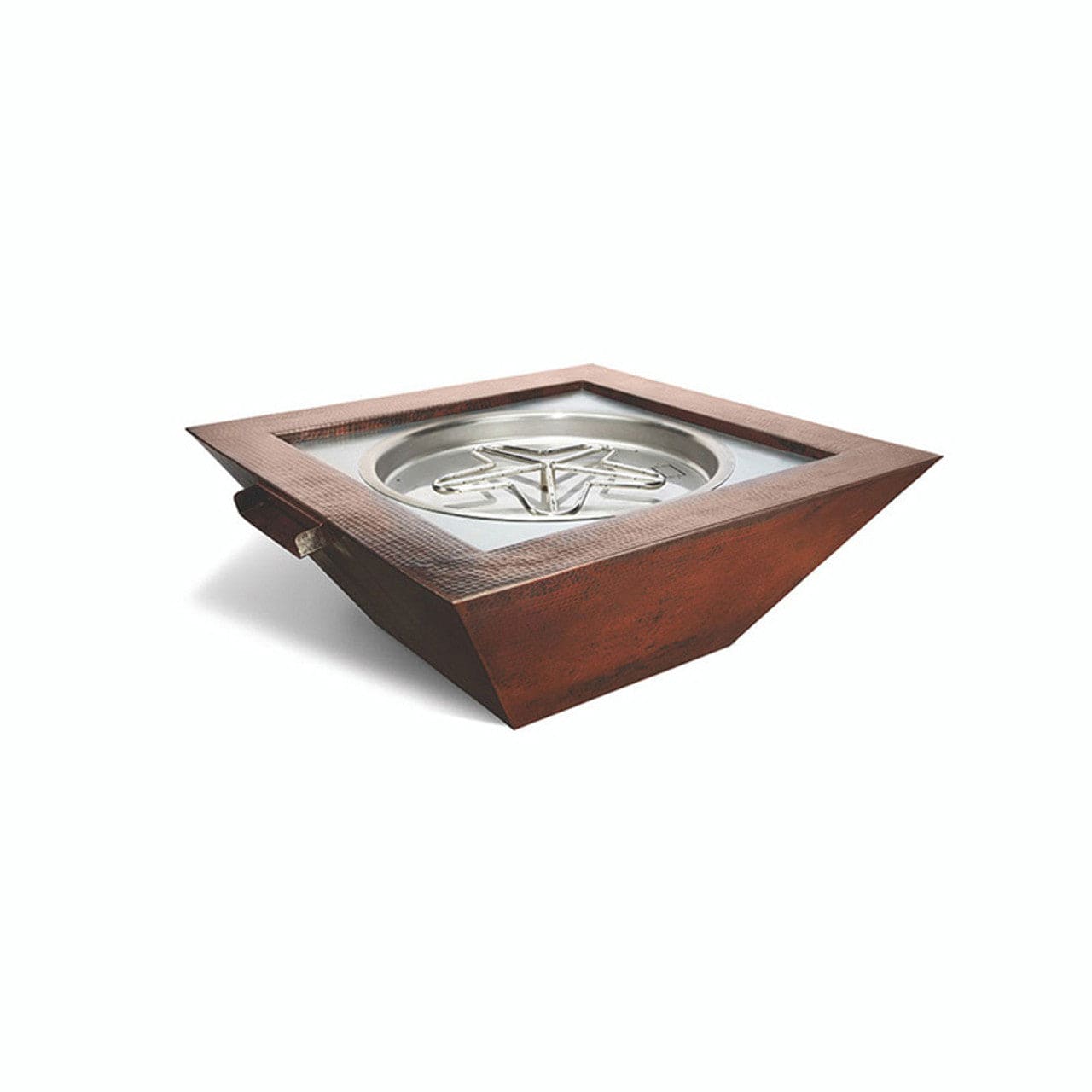 40" Sedona Hammered Square Natural Gas Copper Fire Bowl with Water Feature - SEDO40W-MLFPK-NG - Chimney Cricket