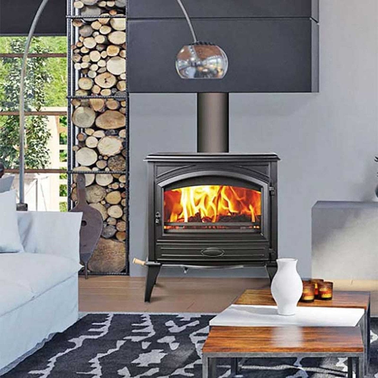 Amantii Lynwood W76 Cast-Iron Wood-Burning Fireplace - LYNWOOD-W76 - Chimney Cricket