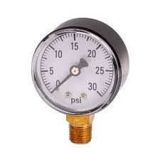 Pressure Gauge, 0-30 PSI, 1/4" Bottom Mount w/ 2" Dial - Chimney Cricket