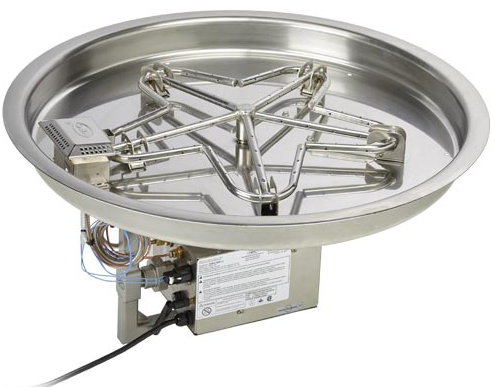 HPC 31" Diameter Stainless Steel Electronic Ignition NG Round Bowl Insert - 24 Volt - Chimney Cricket