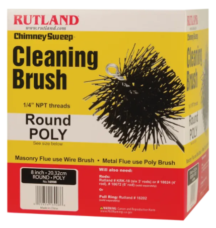Rutland Chimney Sweep 8" Round Polypropylene Cleaning Brush - Chimney Cricket