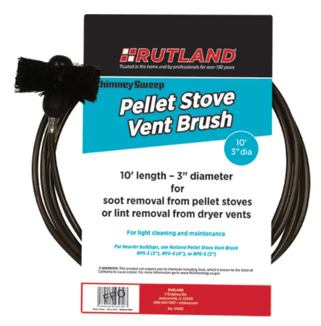 Rutland Chimney Sweep 3" Round Pellet Stove/Dryer Vent Brush (10ft) - Chimney Cricket