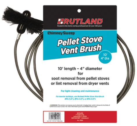 Rutland Chimney Sweep 4" Round Pellet Stove/Dryer Vent Brush (10ft) - Chimney Cricket