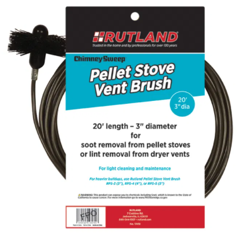 Rutland Chimney Sweep 3" Round Pellet Stove/Dryer Vent Brush (20ft) - Chimney Cricket