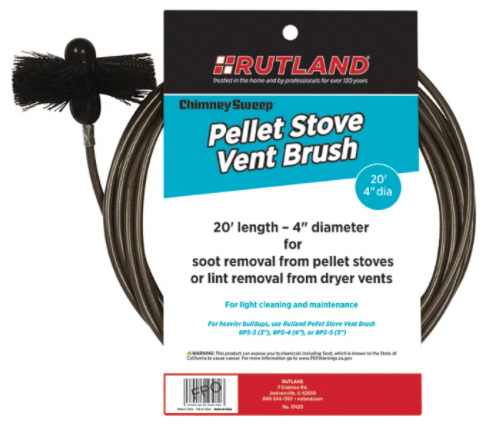 Rutland Chimney Sweep 4" Round Pellet Stove/Dryer Vent Brush (20ft) - Chimney Cricket