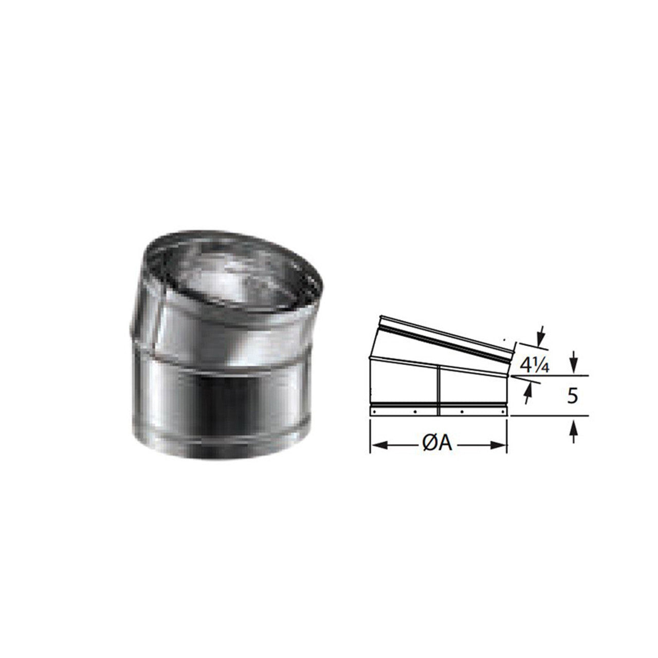 10" DuraVent DuraChimney II 15-Degree Elbow - 10DCA-E15 - Chimney Cricket