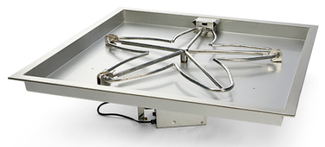 HPC 30" Stainless Steel Electronic Ignition NG Square Bowl Insert w/ Hi/Lo Flame Adjustment-24VAC - Chimney Cricket