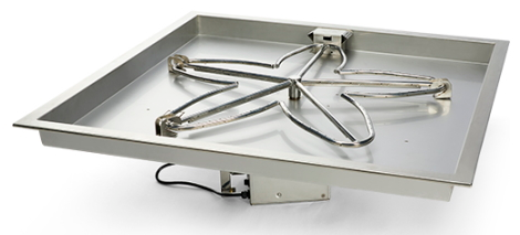 HPC 24" Stainless Steel Electronic Ignition NG Square Bowl Insert w/ Hi/Lo Flame Adjustment-120VAC - Chimney Cricket