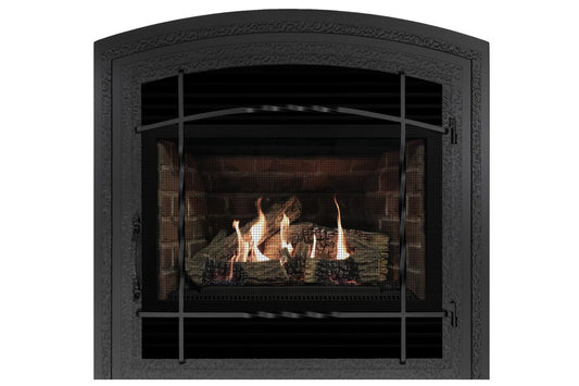 Wrought Iron Front, Black Arch - Chimney Cricket