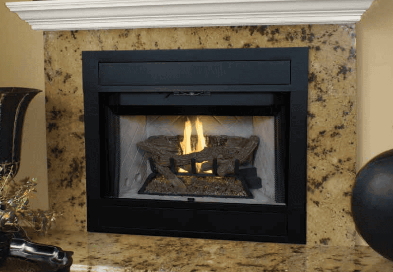 Superior 36" LP B-Vent Radiant Fireplace, Electronic Ignition, Grey Herringbone Refractory Panels, F3201 - Chimney Cricket