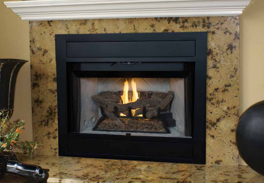 Superior 42" LP B-Vent Radiant Fireplace, Electronic Ignition, Grey Herringbone Refractory Panels, F3205 - Chimney Cricket