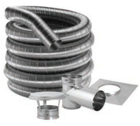 Duravent 4" Diameter DuraFlex 316 Stainless Steel 25ft Tee Kit - Chimney Cricket