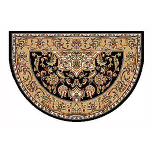 Sand Hill Black/Beige Kashan Rug 46X31 Half Round