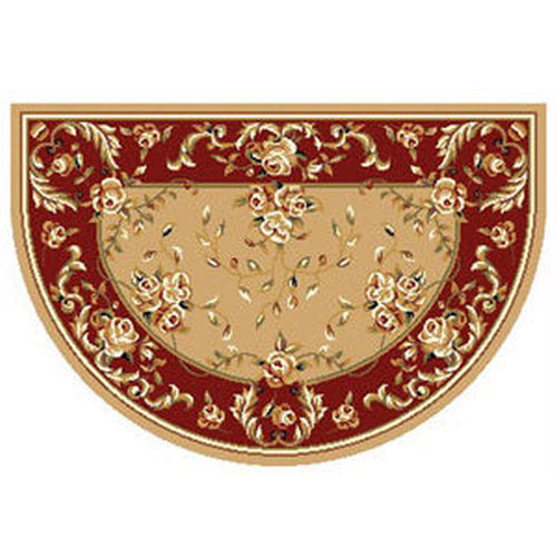 Sand Hill Coffee/Red Floral Rug 46X31 Half Round