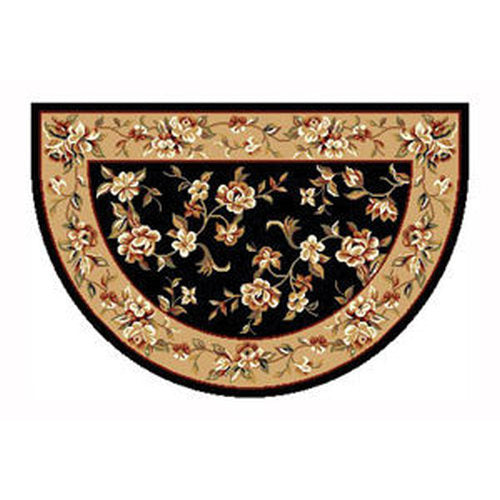 Sand Hill Black/Beige Floral Rug 46X31 Half Round