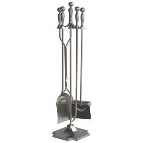 5 Piece Satin Pewter Finish Tool Set 32" H