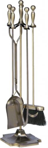 5 Piece Antique Brass Tool Set Ball Handles Sq Base