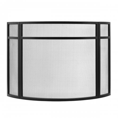Black Powdercoat Curved Wrought Iron 3 Fold Screen