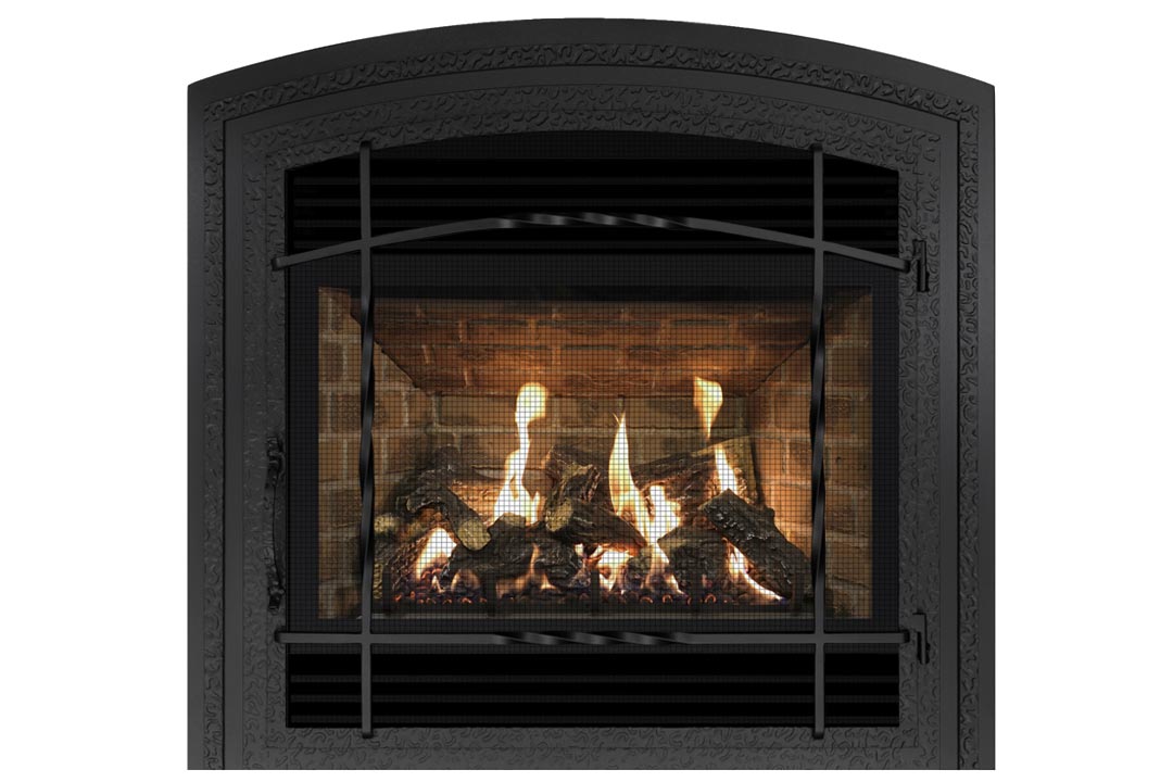 Wrought Iron Front, Black Arch - Chimney Cricket