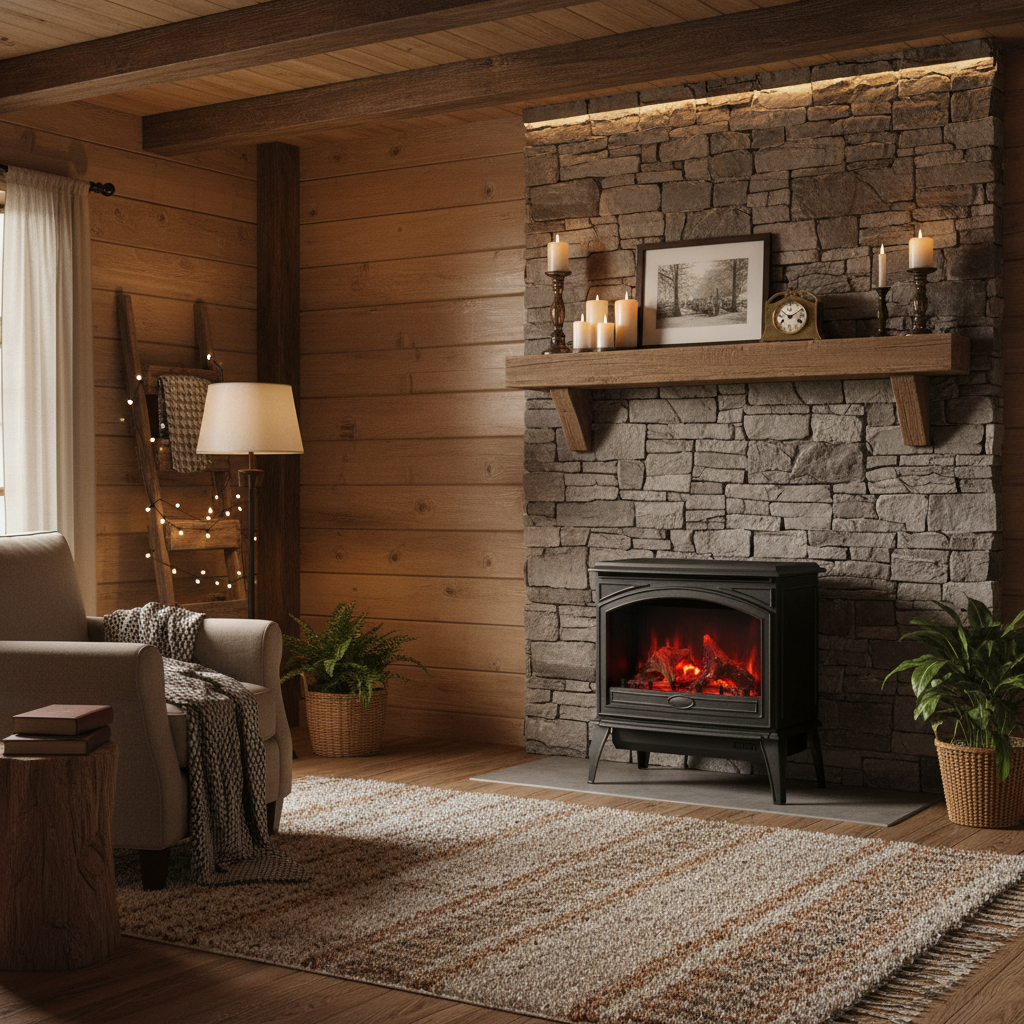 Amantii Lynwood Series Freestanding Cast-Iron Electric Fireplace