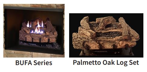 18" Millivolt Burner / Palmetto Oak Log Set with BUF36A Box - Builders Special - NG - Chimney Cricket