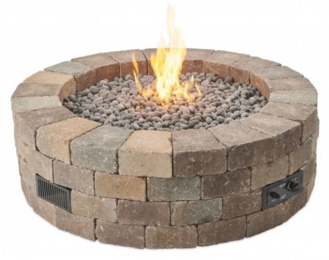 Outdoor Greatroom Bronson Block Round Gas Fire Pit Kit - Chimney Cricket