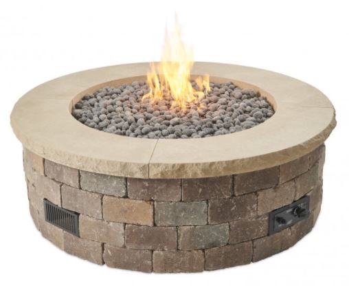 Outdoor Greatroom Limestone Tan Concrete Top for Bronson Block Round Gas Fire Pit Kit (1/4 Piece) ** - Chimney Cricket