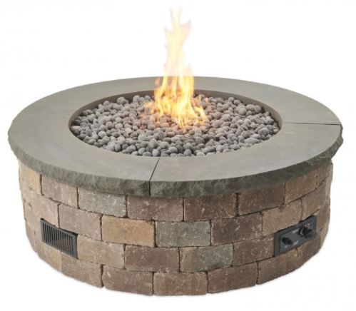 Outdoor Greatroom Charcoal Grey Concrete Top for Bronson Block Round Gas Fire Pit Kit (1/4 Piece) - Chimney Cricket