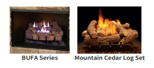 18" Millivolt Burner / Mountain Cedar Log Set with BUF32A Box - Builders Special - LP - Chimney Cricket